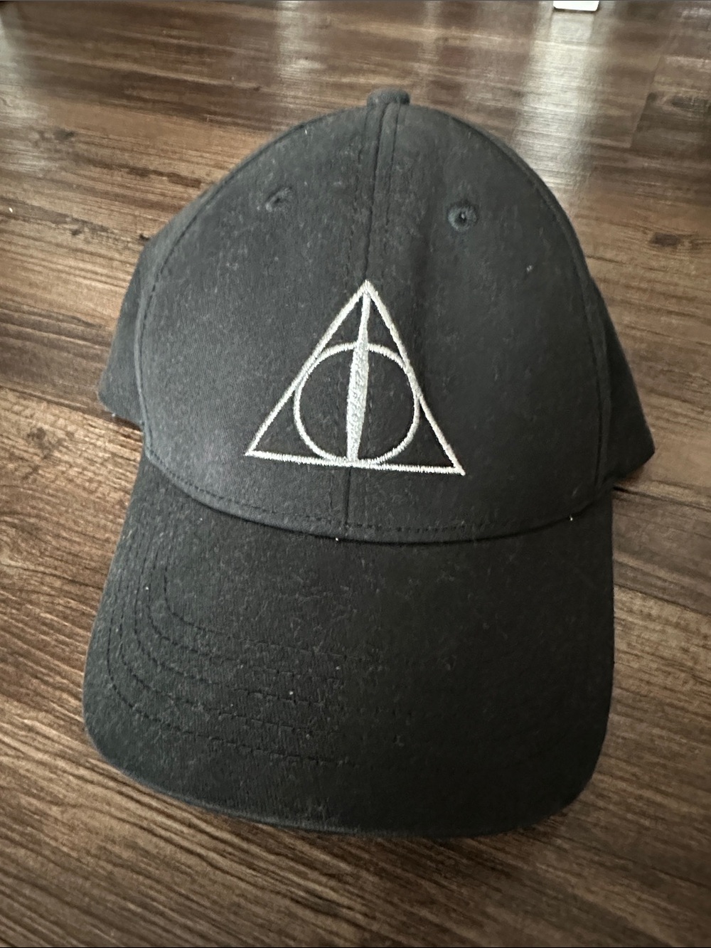 Black Baseball Cap with Silver Embroidered Triangle Logo
